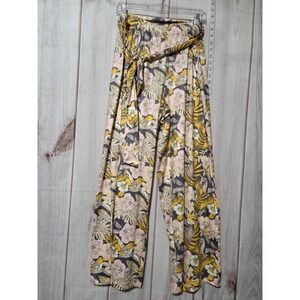 Mod X Womens 1X Wide Leg Pants Tropical‎ Floral Print High Rise Tie Waist